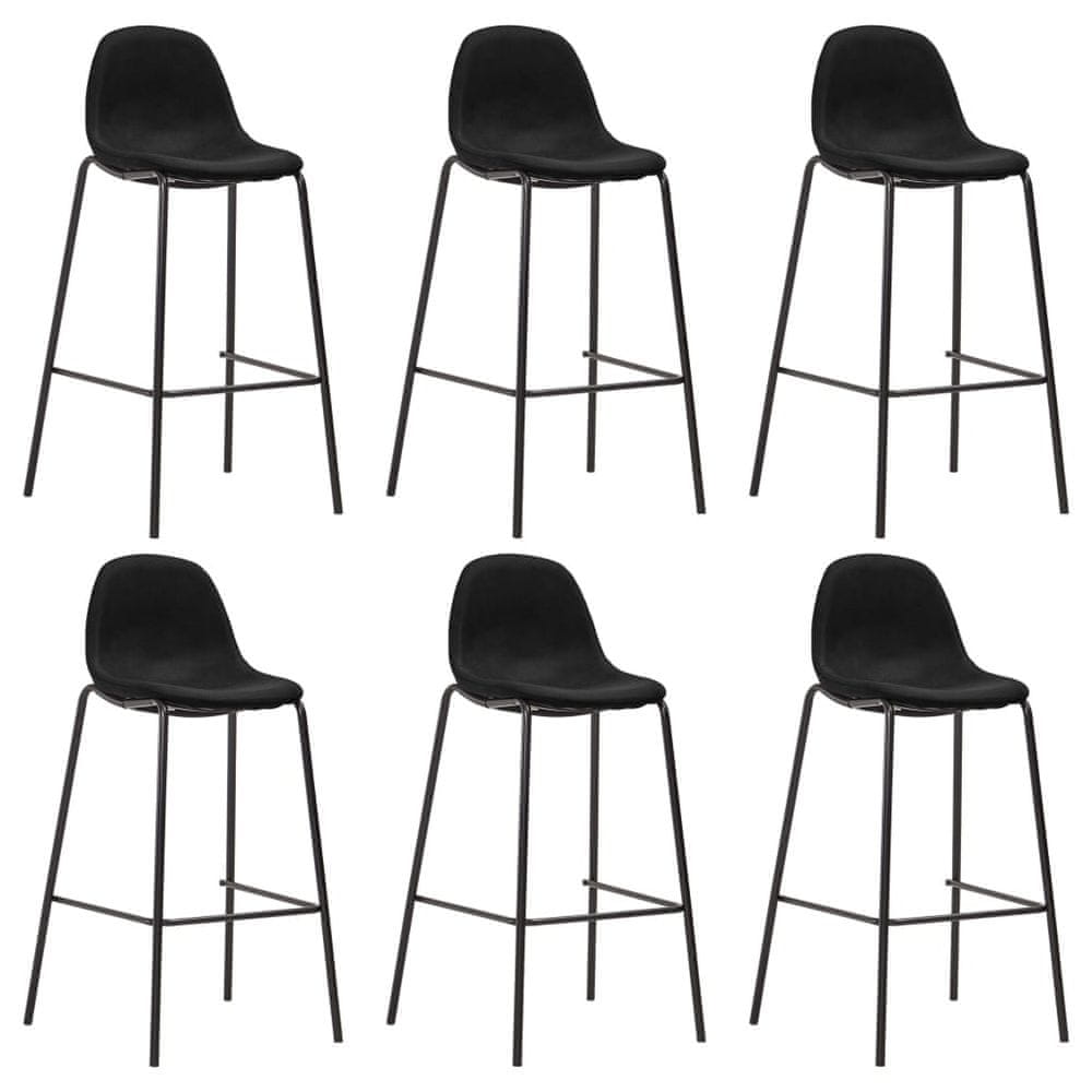 Vidaxl Barové stoličky 6 ks, čierne, látka
